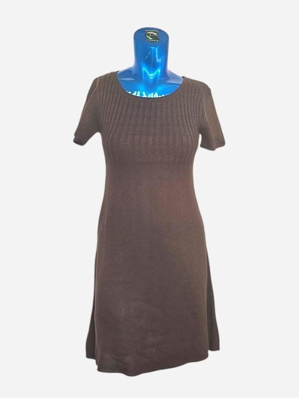 Classic Brown Ribbed Knit Mini Dress